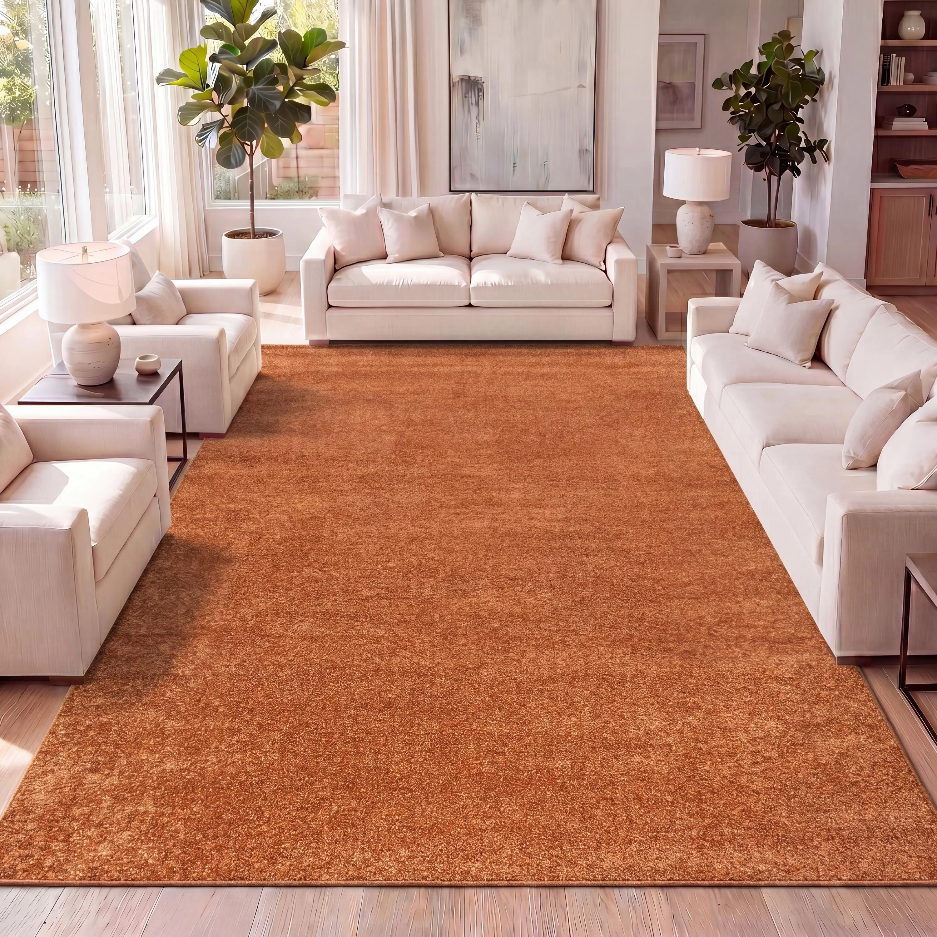 JONATHAN Y Haze Solid Low-Pile Indoor Orange Area Rug; for Living Room, Kitchen, Bedroom, Dining Room, Office JONATHAN Y Haze Solid Low-Pile Indoor Orange Area Rug; for Living Room, Kitchen, Bedroom, Dining Room, Office