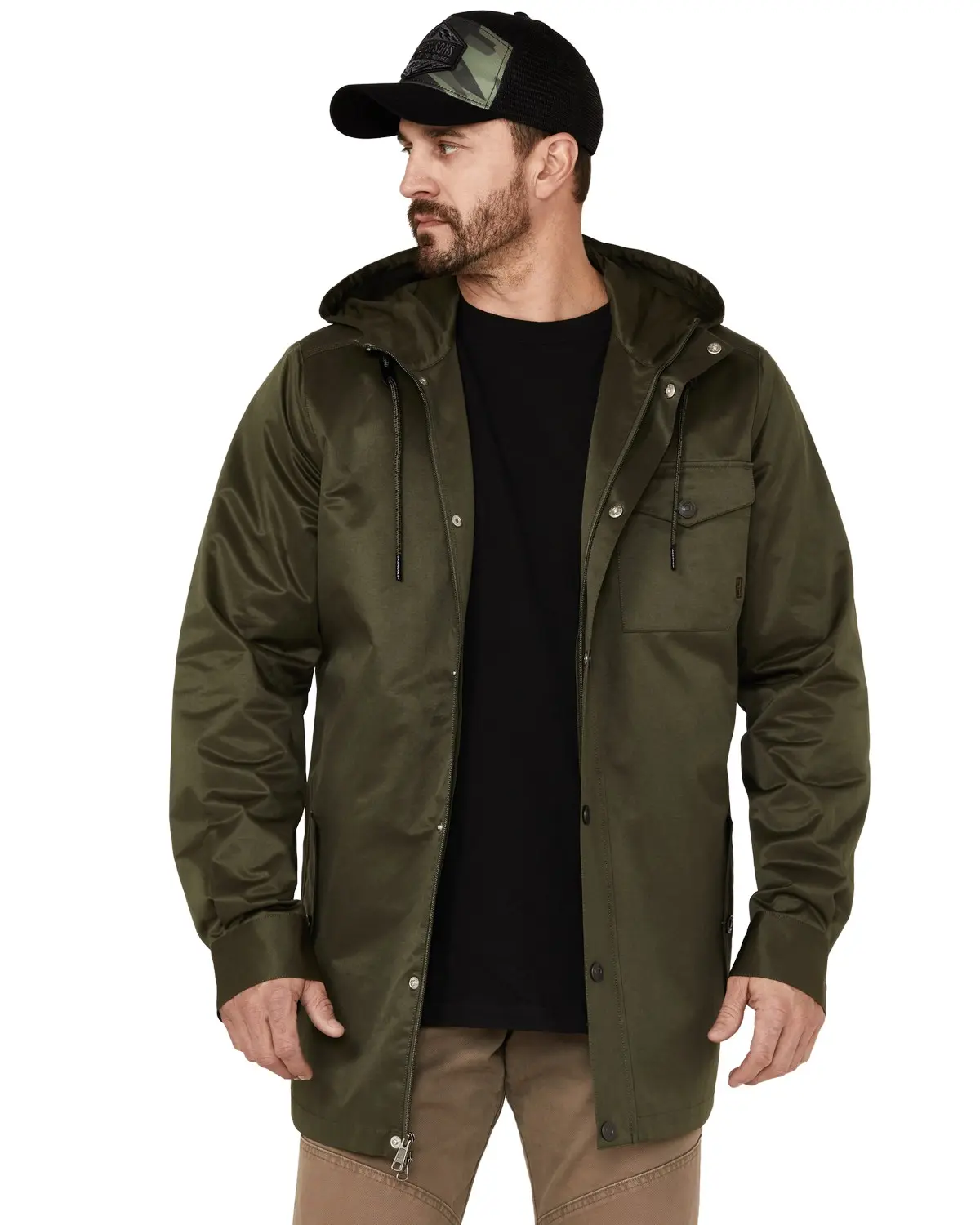 Brothers And Sons Men's Men'S Badlands Solid Snap-Front Cc Parka Jacket - Bassp22o01-Olv