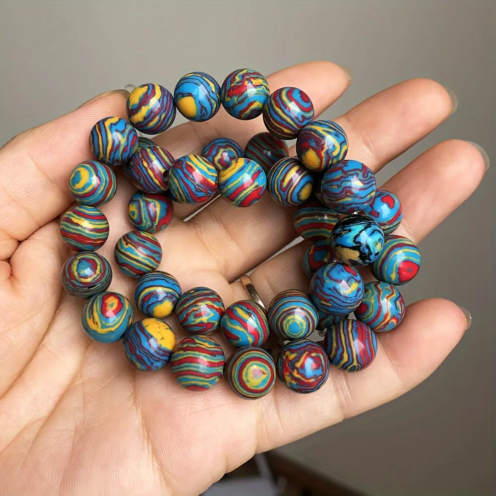 Natural Stone Multicolor Malachite Peacock Beads for Jewelry Making Round Spacer Beads DIY Bracelet Accessories Beads And Beads Combination 15 Inch 4 6 8 10Mm