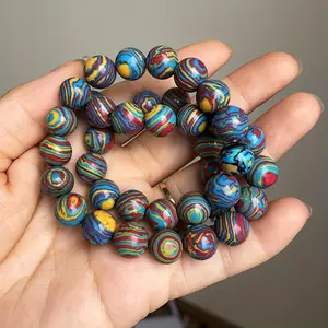 Natural Stone Multicolor Malachite Peacock Beads for Jewelry Making Round Spacer Beads DIY Bracelet Accessories Beads And Beads Combination 15 Inch 4 6 8 10Mm