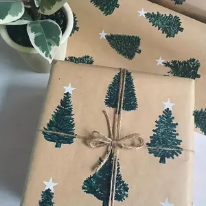 Extra Large Roll Kraft Paper, Christmas Tree Design, Perfect for Gift Wrapping & Party Decoration, Ideal for Holidays & Birthdays, Gift Wrapping Supplies