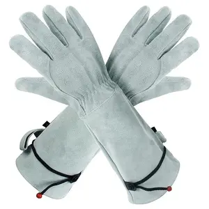 Leather Long Garden Gloves, Anti-Prick Safety Gloves, Protective Gardening Gloves, Ideal for Gardens and Construction Sites