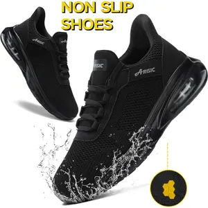 Arisic Mens Non Slip Work Shoes Waterproof Breathable Mesh Sneakers with Arch Support & Air Cushion Midsole for Daily Wear Running Training