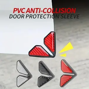Yitape Carbon Fiber Car Door Corner Protectors, 2 Pcs Soft Plastic Anti-Scratch Guards, Self-Adhesive No-Damage Installation, Strong Hold
