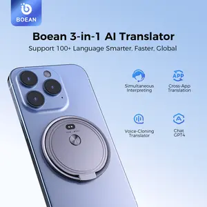 Boean 3-in-1 Portable Al Voice Translator-Support 100+ Language Smarter, Real-time translation, cross-app translation, phone holder, Cross App Translation, Audio Recording, GPT-5