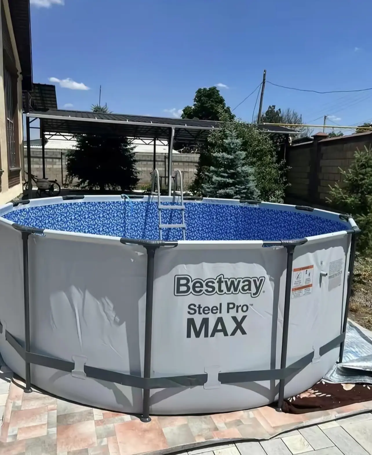 Bestway Steel Pro Max 15"×48" Round Frame Above Ground Swimming Pool, Outdoor Home Improvement Garden Pool Supply