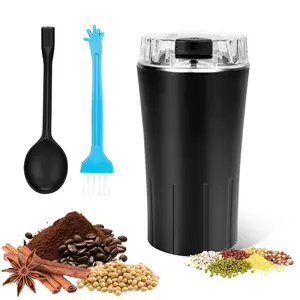 Portable One-Press Electric Dry Food Grinder, Fast Even Grinding Machine for Herbs, Spices, Nuts and Whole Grains