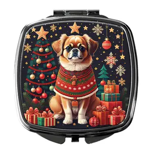 Tibetan Spaniel-Themed Christmas Compact Mirror for Pet Lovers