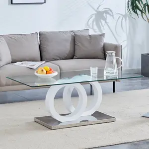 Rectangular Coffee Table Tempered Glass Center Table Suitable for Living Rooms and Lounge Areas, Product Dimensions are 47.2*25.6*17.8Inches.
