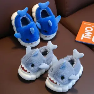 Toddler Slippers Shark Themed | Non-Slip Plush Bedroom Shoes for Boys & Girls | Warm Cozy Indoor Winter Slippers for Kids