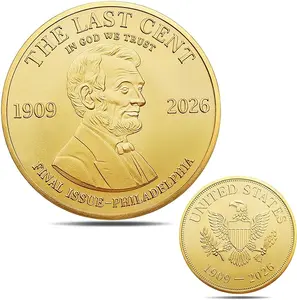 Abraham Lincoln Tribute Challenge Coin, Last Lincoln Penny Replica Collectible, American History Souvenir Gift for Coin Enthusiasts and Adults