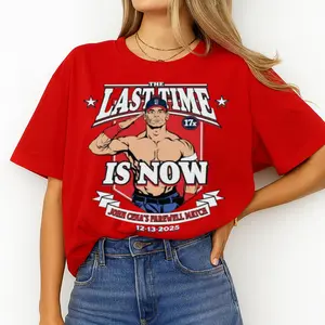 John Cena Farewell Tour Washington DC Print T-Shirt - Dec 13, 2025 WWE Match Tee, Casual Menswear Top, Unisex Wrestling Fan Graphic Streetwear