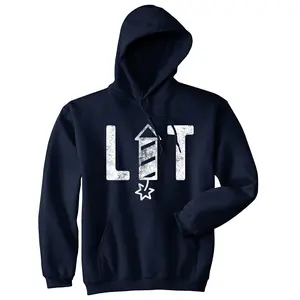 Lit Fireworks Hoodie Funny 4th of July USA Independence Day Merica Sweatshirt Unisex Vintage Fashion Hoodies Patriotic Hoodie Novelty Sweatshirt Navy