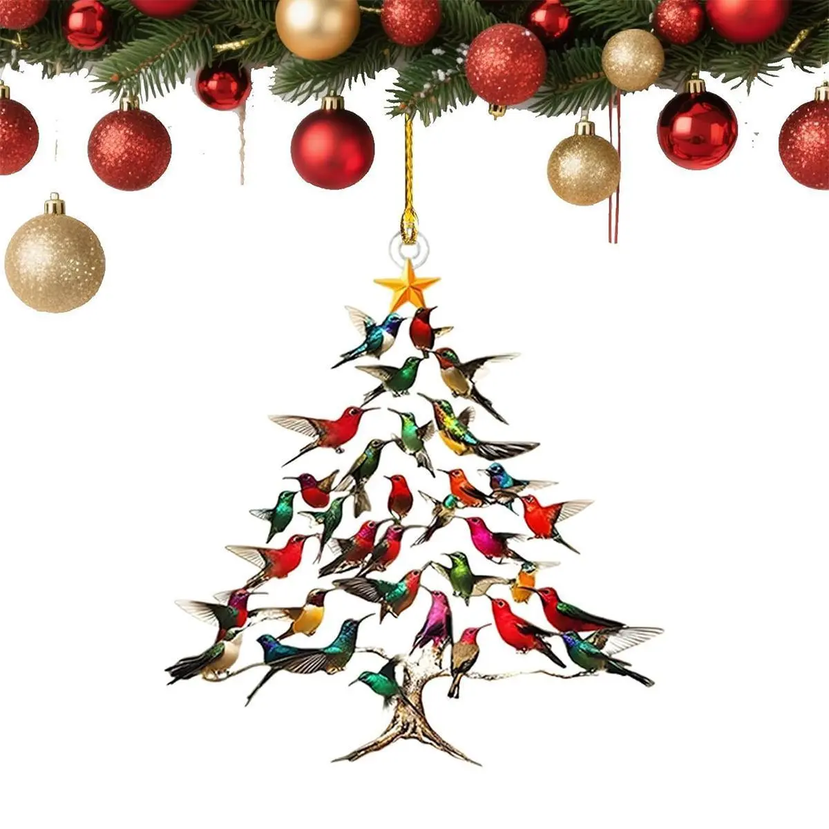 [Buy 1 Get 2 Free] Hummingbird Christmas Ornament, Colorful Hummingbirds Tree Decor, Stacked Hummingbird Ornament for Christmas, Winter Hummingbirds Home Decoration, for Bird Lovers