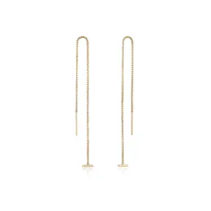 Ettika 18k Gold Plated Single Chain Threader Earrings - 3.75 Inch Length, Threader Closure, Luxurious & Elegant Design