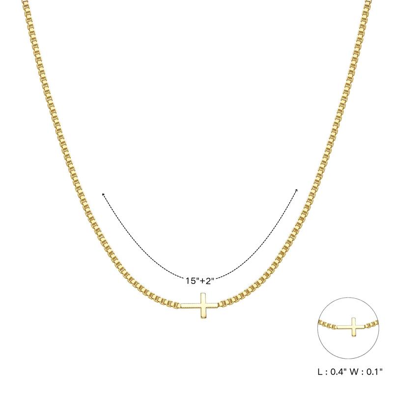 Tasiso Dainty Gold Cross Necklace for Women - 15"+2" Extension Chain, Hypoallergenic & Eco Friendly, Perfect Gift for Any Occasion