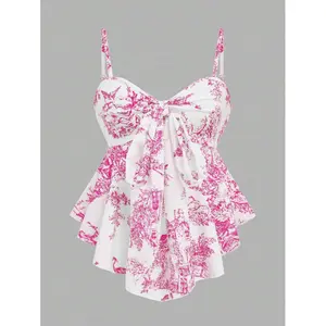 Fashionable Women's Textured Printed Close-fitting Camisole, Elegant for Vacation, Commuting, and Daily Wear