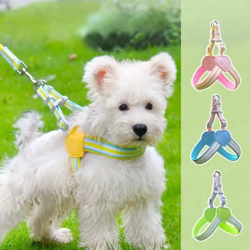 Pet Dog & Cat Collar, Harness & Leash Set Pack - Leash Attached, Basic Collar, Harness Strap Included - for Small/Medium/Large Dogs, Puppies - Pink Set, Multiple Colors Pet Supplies