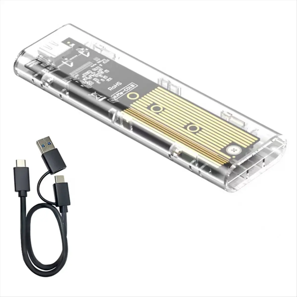 M.2 NVMe SSD Enclosure USB 3.2 Gen 2 10 Gbps Transparent External Drive Case for PC Laptop