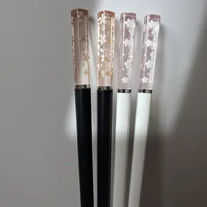 Sakura Amber Chopsticks Creative Serving Sticks Non-Slip High Temperature Resistant Alloy Kitchen Utensils Set