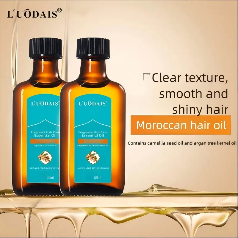 L'UÔDAIS 50ML Moroccan Argan Oil Hair Serum, Intensive Haircare, Refreshing Texture, Smooth & Shiny Hair, Heat Protection, Split End Repair, Fragrant