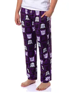 Transformers Mens Decepticon Logo Emblem Megatron Tile Print Lounge Sleep Pajama Pants Sleepwear