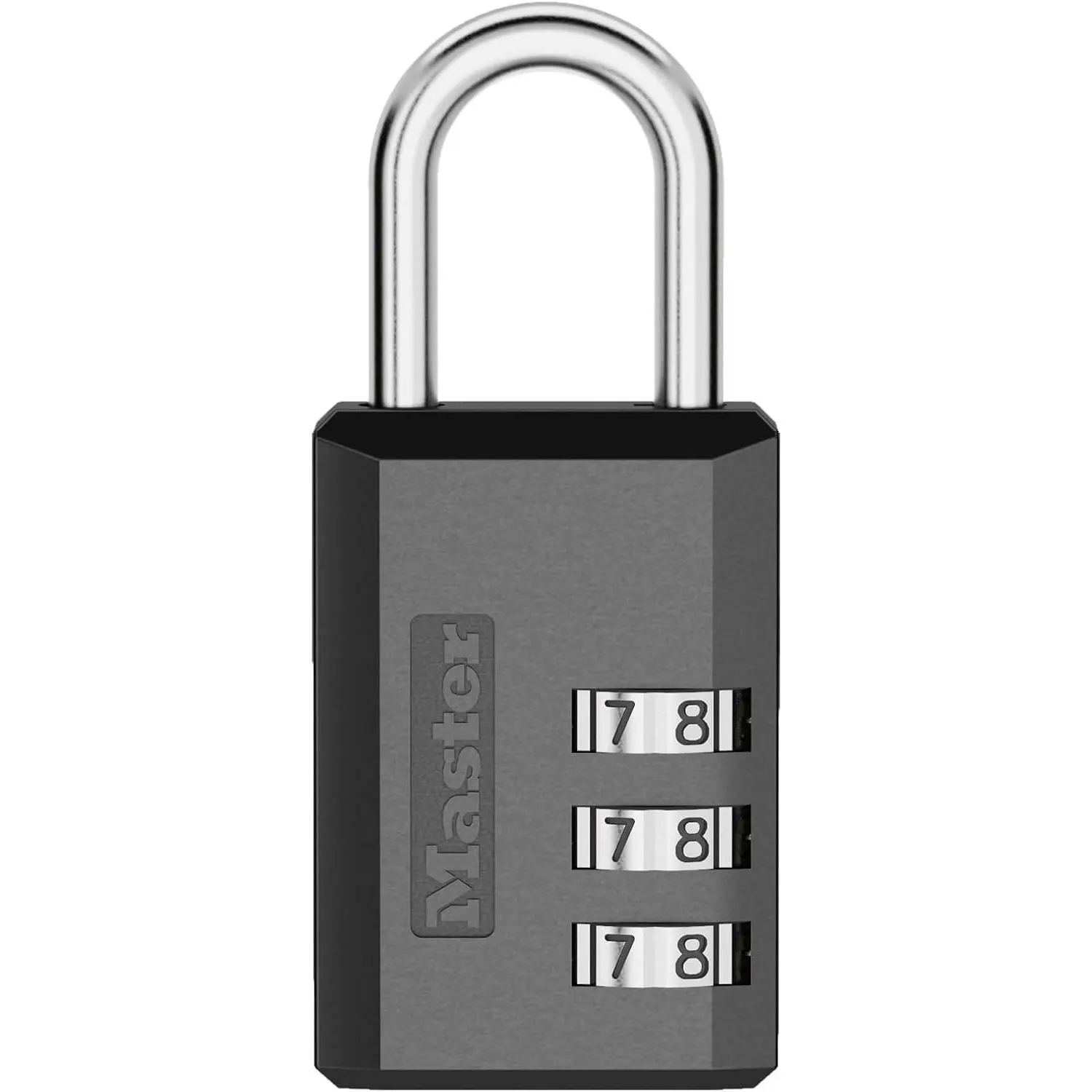 Master Lock 3-Digit Customizable Combination Padlock, Black - Indoor Hardware Lock for Gym Lockers, Luggage, 647BLKEC