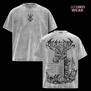 Berserk Vintage Washed Oversized T-Shirt – Berserk Anime Graphic Tee, Guts Dragonslayer Manga Art Shirt, Dark Fantasy Casual Streetwear Apparel, Unisex Top, Gift for Berserk Fans