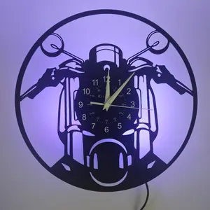 Motorcycle Theme Vinyl Wall Clock, Unique Timepiece Art Decor, Ideal for Living Room & Bedroom, Perfect Gift Idea