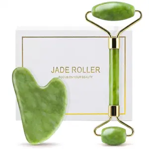 Jade Roller & Gua Sha Set for Face, Cooling & Firming Effect, Sculpting Tool for Jawline & Skin Care, Self-Care Gift for Women & Men