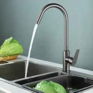 Stainless Steel Kitchen Faucet, Single Handle Cold and Hot Water Sink Faucet, One Hole Deck Mount Faucet, Durable and Easy to Install