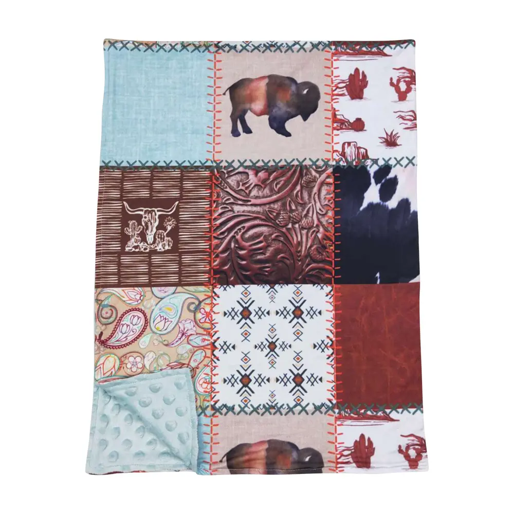 Western Baby Blanket - Gentle Soft Bedding, Minky Fabric, Geometric Design, 29*43 in, All Seasons, Home/Stroller Swaddle Wrap, Western Cowboy, 29*43 Inches, Adventure, Newborn To Toddlerhood, Vintage Western Cowboy