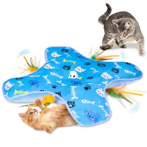 Chtoocy Hide and Seek Interactive Cat Toys,Moving Concealed Wand Feather, Rechargeable Cat Toy,Indoor Exercise Kicker for All Breeds