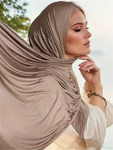 New Style Large Size Jersey Hijab Shawl, Soft Casual Solid Color Women Scarf, Comfortable and Stylish Accessory for Daily Wear