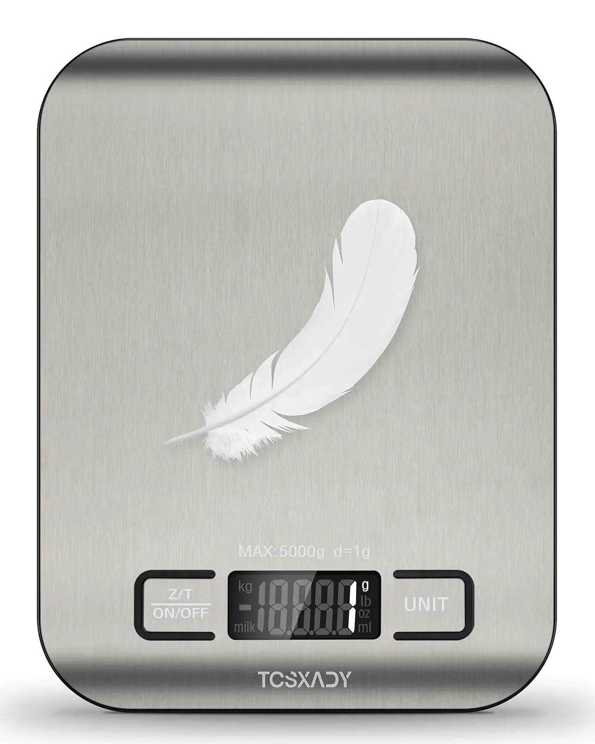 304 Stainless Steel Digital Food Scale - 11lb/5000g Capacity, 6 Units, LCD Display, Tare Function, Slim Compact Electronic Kitchen Scale for Baking, Healthy Cooking, Digital Scale Grams, Kitchen Nutrition Scale