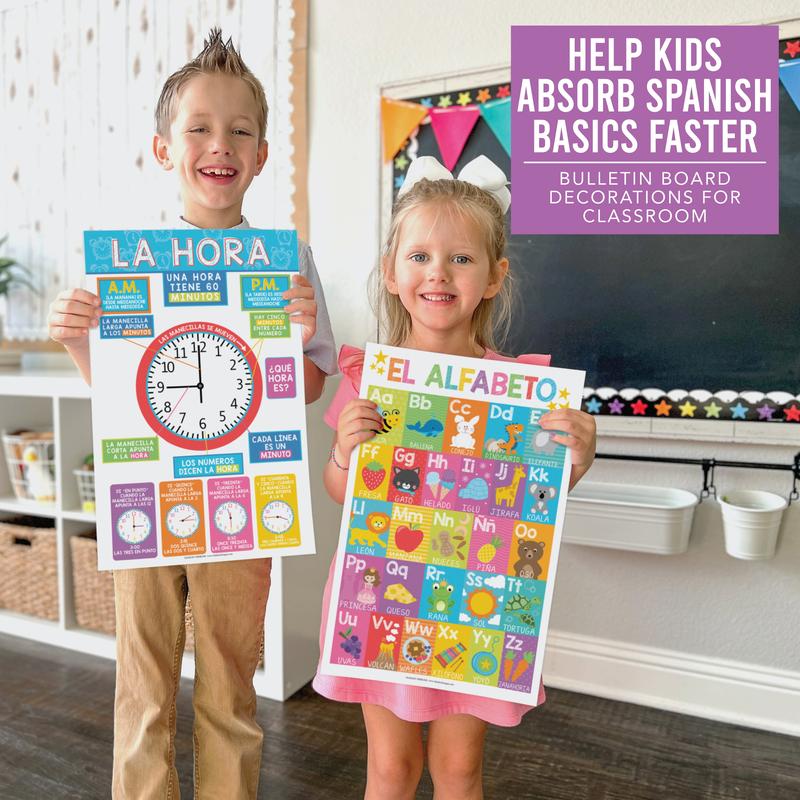 Colorful Spanish Posters | Set of 12 | Spanish Educational Supplies - TikTok Shop Duplicate Learning Materials Learning Tool