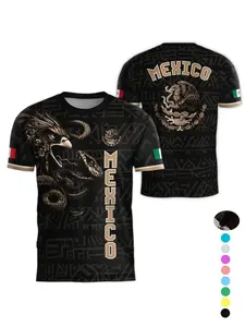 Mexico World Cup Short Sleeve T-Shirt, Breathable Quick-Dry Sports Fabric, Casual Fitted Ombre Design, Unisex Long Tee for All Seasons, Athletic Sports Clothing