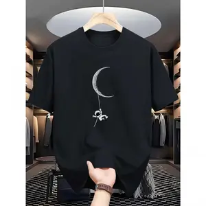 Fashion Trends Men's Astronaut Moon Pattern T-Shirt Casual Summer Crew Neck Short Sleeve Shirt Soft Machine Washable Comfortable Fit Trendy Graphic Tees 90s Style Funny Meme Shirts
