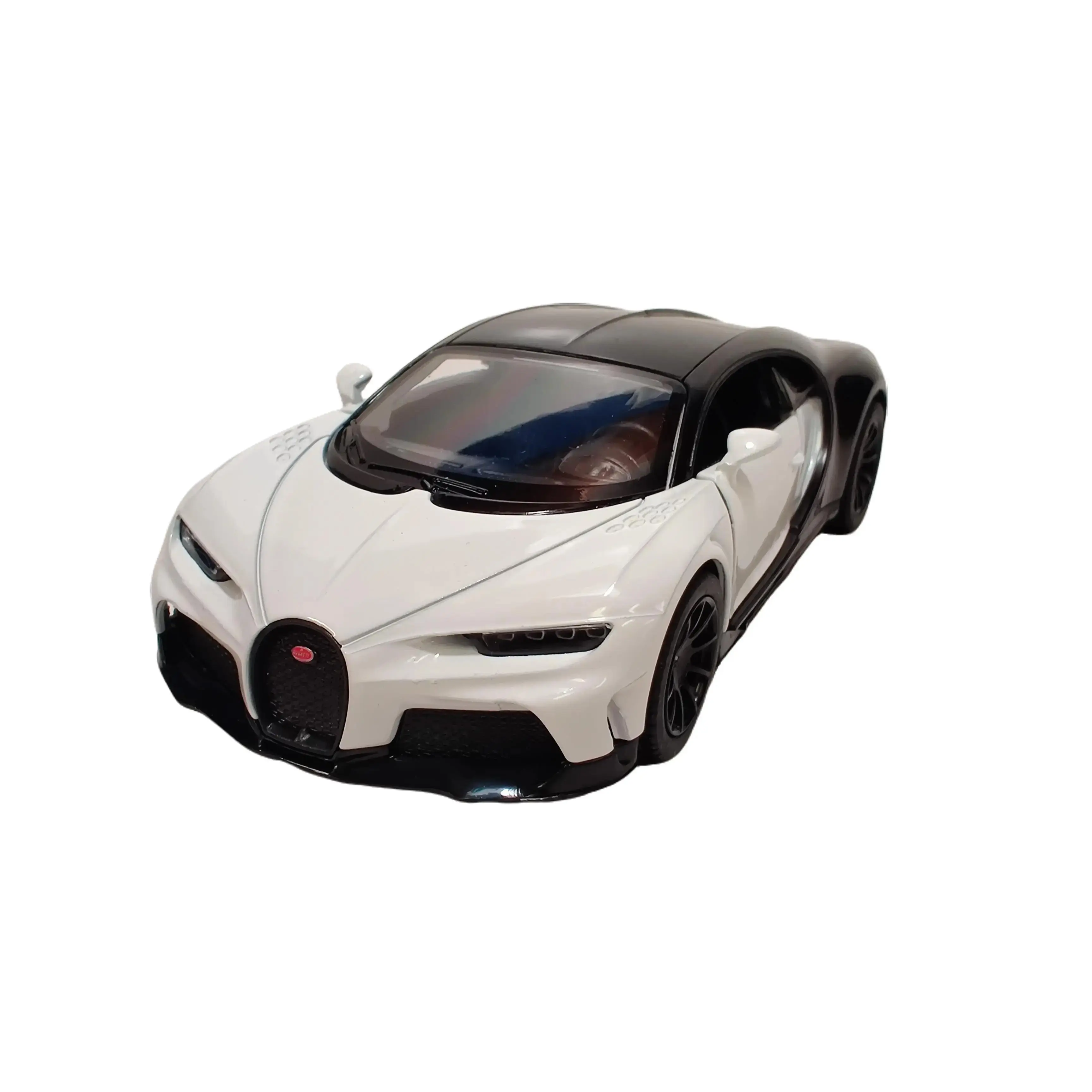 KINSMART 1:36 Scale BUGATTI CHIRON SUPERSPORT Diecast Car White/Black 5-inch Length Die-cast Metal & Plastic Door Openable Pull Back Action Model Cars