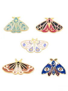 Creative Cartoon Butterfly Motif Brooch Set, 5 Pieces Alloy Pins, Cute Personalized Accessory for All Seasons, Healthier Fashion Decoration, Jewelry