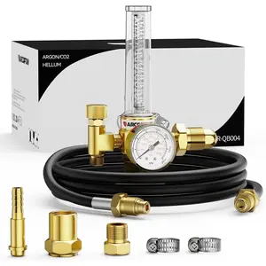 Argon/CO2/Helium Regulator with 8.2FT Inert Gas Welding Hose, MIG and TIG Flow Meter Gas Regulator Gauge Welding Weld, 0-4000 PSI, 0-180+ CFH, CGA580 Inlet Connection