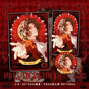 Ace Attorney Gyakuten Saiban Miles Edgeworth Benjamin Hunter Pin Brooch Clothes Badge Button Bookmark Laser Ticket Laser Card