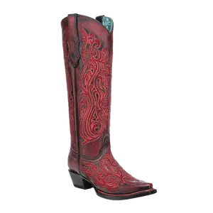 Corral Ladies Crystals Red & Black Western Tall Boots A4869