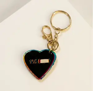 Campus Charm Studio Chromatic Heart Keychain - Lightweight Metal Keyring, Fashion School Accessory, Mini Gift, Colorful Edge, Playful Graphic, Handmade Feel, Compact Kawaii Anime Bag Charm for Daily Carry