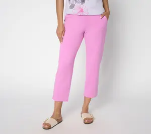 Denim & Co. Petite EasyWear French Terry Straight Leg Crop Pants