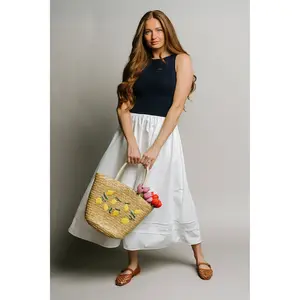 Ocean Views Dress - Navy Blue & White Mixed Media Style