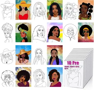 HAGUDAMU Pre Drawn for Painting for Adults 10 Pack 8X10 Without Frame Sip and Paint Canvas,Drawn Canvas for Painting for Adults Kids,Sip and Paint kit for Adult's Date Night