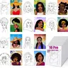 HAGUDAMU Pre-Drawn Pre-Stenciled Cute Colorful Cartoon Character Painting Kit (10-Pack, 8x10 in, Unframed) - Art Drawing Supplies for Adults, Friends & Family Members, Office Art Craft Use (As Picture)