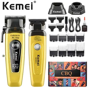 Kemei Km-90-4 + Km-90-5 Men's Hair Clipper, Rechargeable Clippers, Brushless Motor, High-Speed Design, Gradual Hairstyle, Detail Trimming, Lightweight Packaging