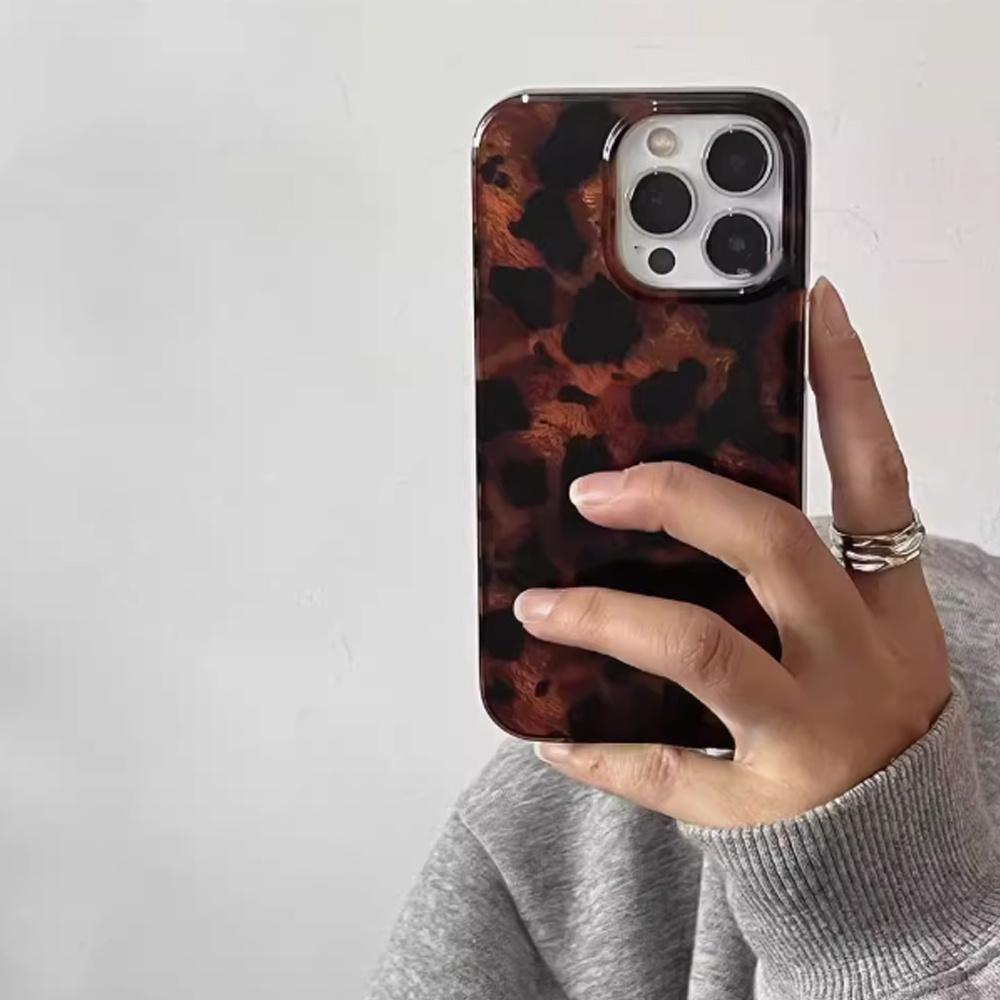 Retro Tortoiseshell Pattern Phone Case, Anti-Drop Protective Case for Women, Phone Accessory Compatible with iPhone 12/13/14/15 Pro Max, Cover, Protector